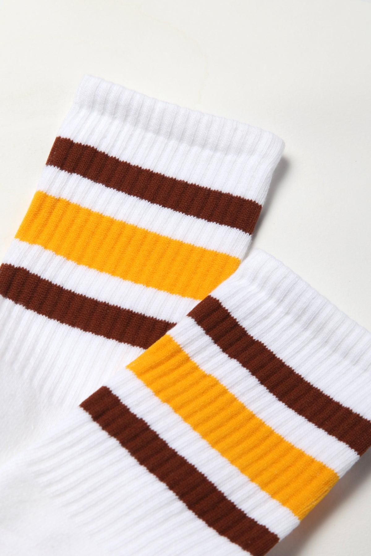 Socco - Striped Crew Socks - Brown/Yellow/White Product Image
