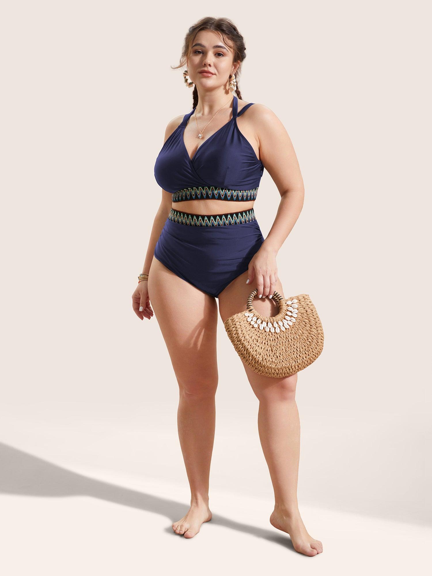 Embroidered Elastic Waist High Rise Swim Bottom Female Product Image