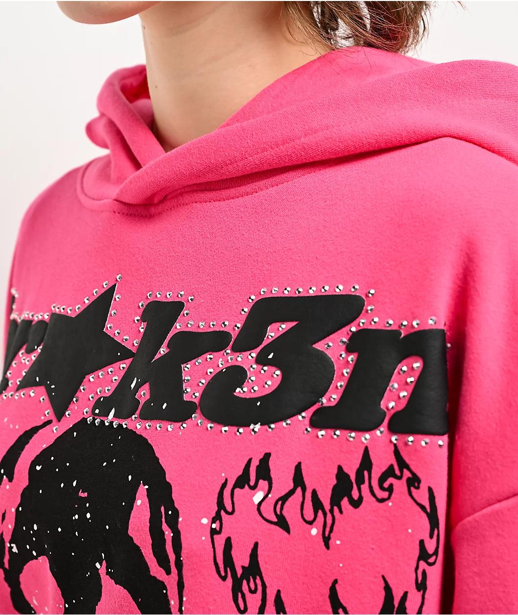 Broken Promises Faceless Pink Rhinestone Hoodie Product Image