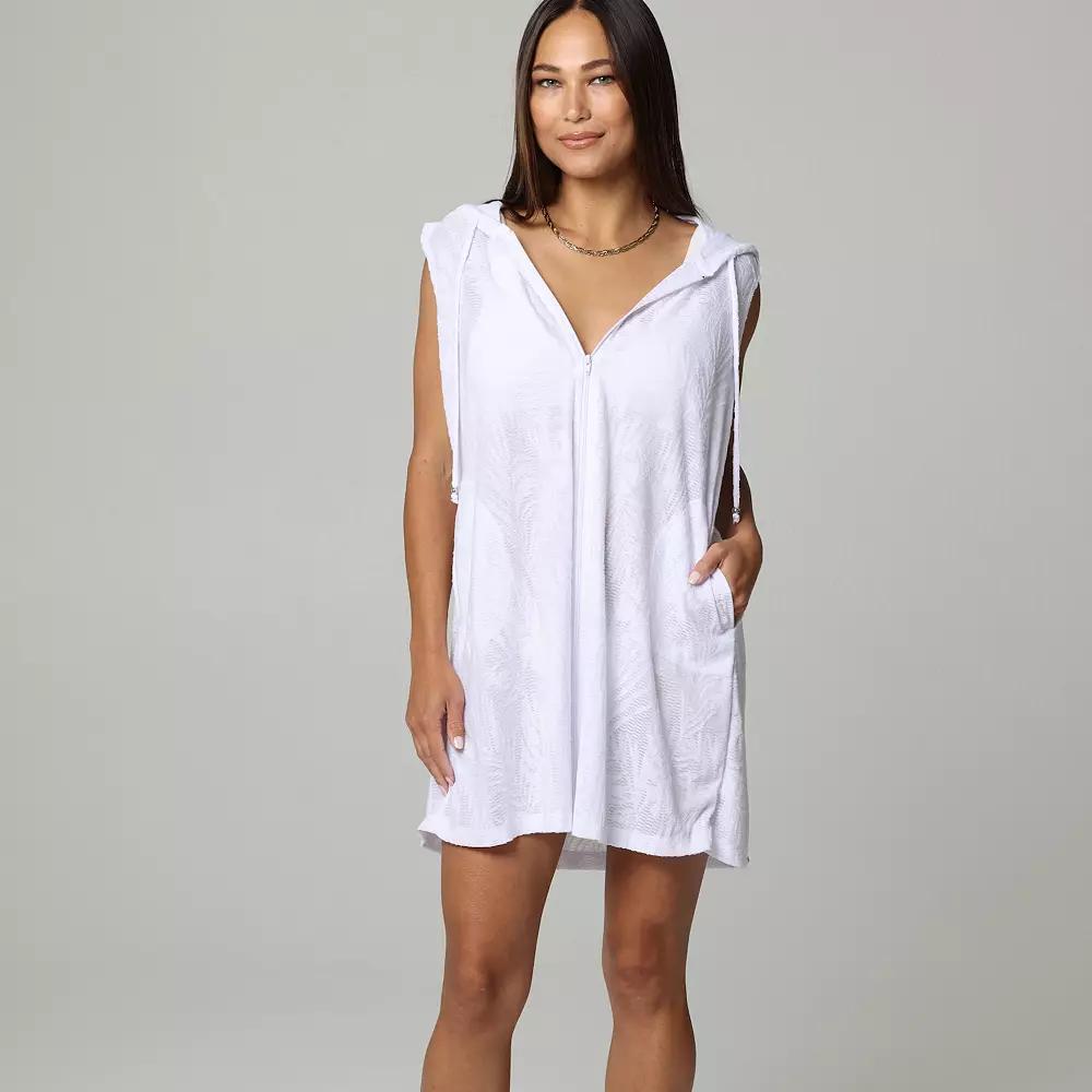 Women's J. Valdi Sleeveless Swim Cover-Up Zip-Up Hoodie,  Product Image
