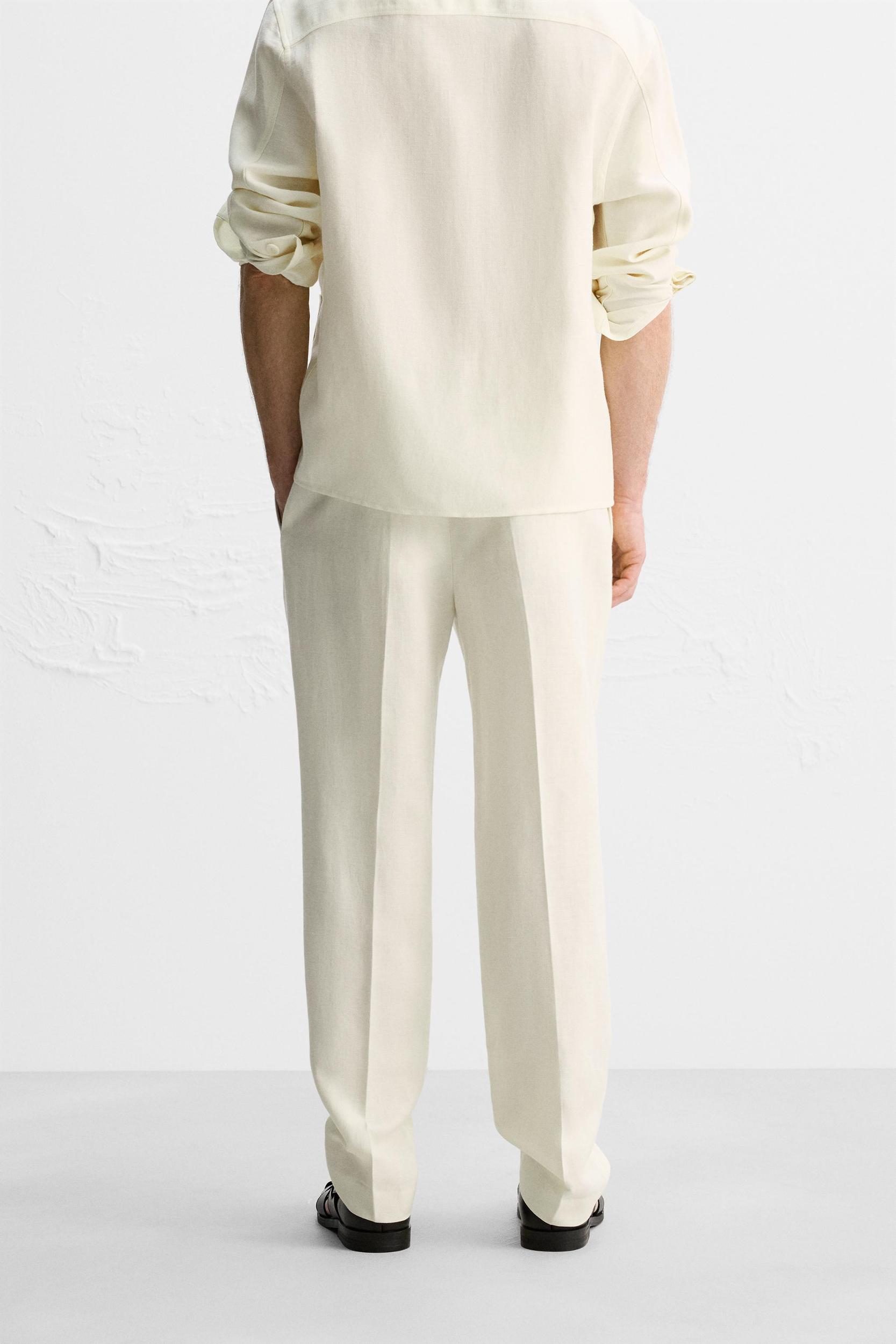 LIMITED EDITION HERRINGBONE LINEN-WOOL PANTS Product Image