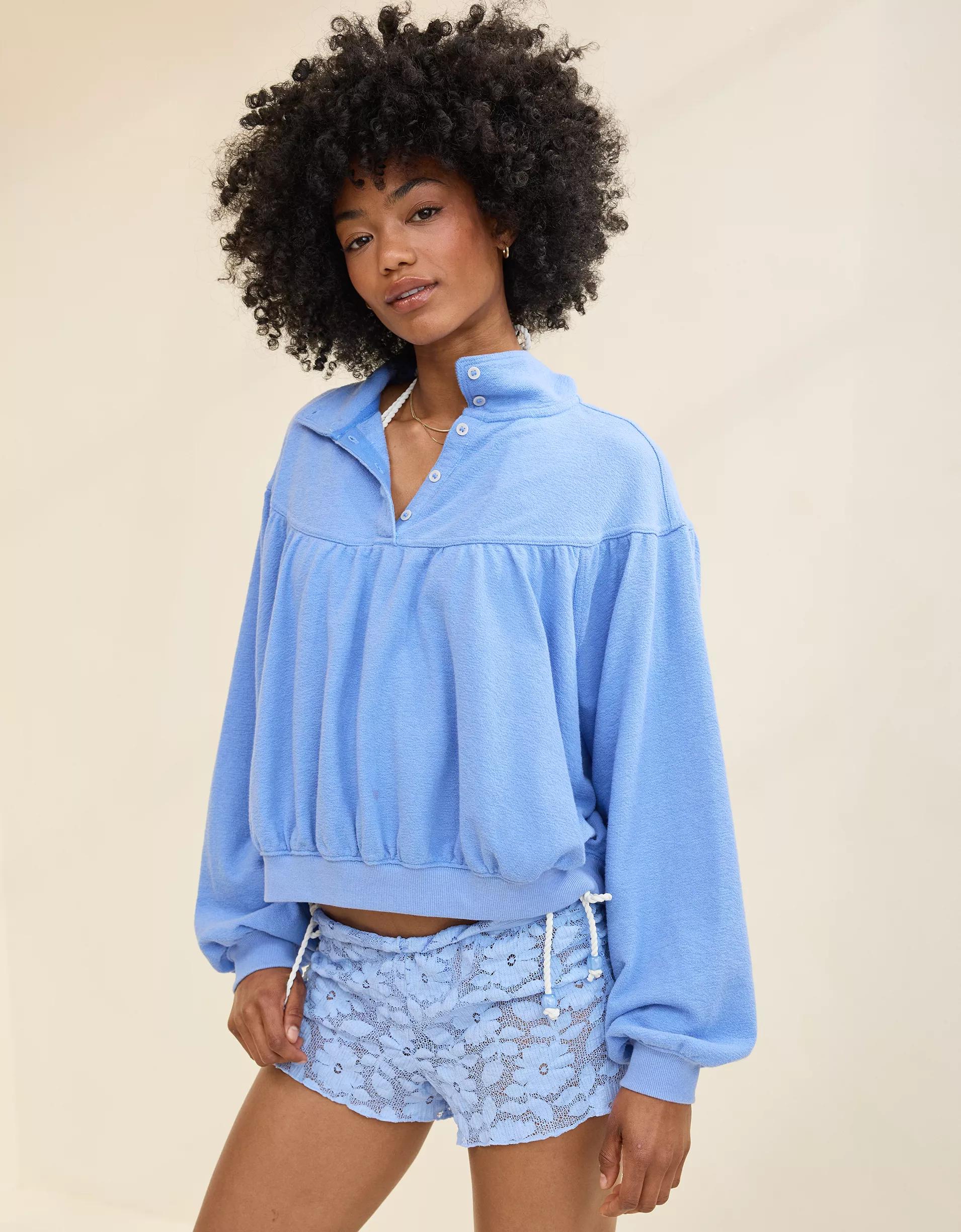 Aerie Soft Life Button Sweatshirt Product Image