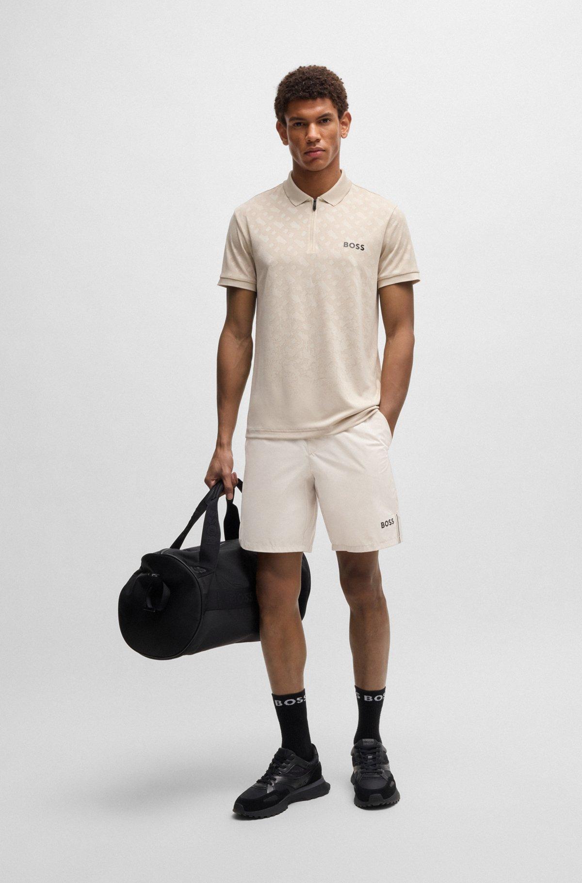 BOSS - Active tennis shorts in quick-dry super-stretch fabric - Light Beige Product Image