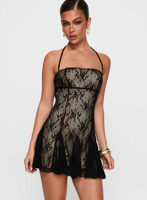Delamere Lace Mini Dress Black Product Image