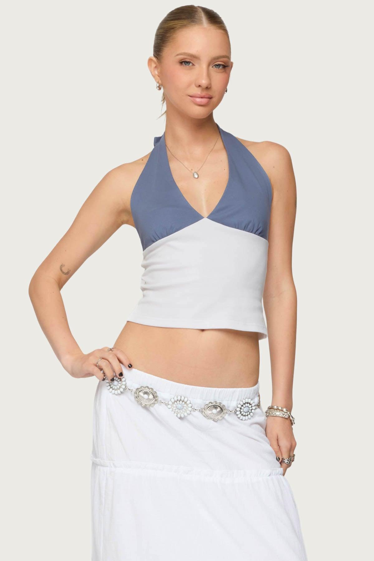 Janna Color Block Halter Top Product Image