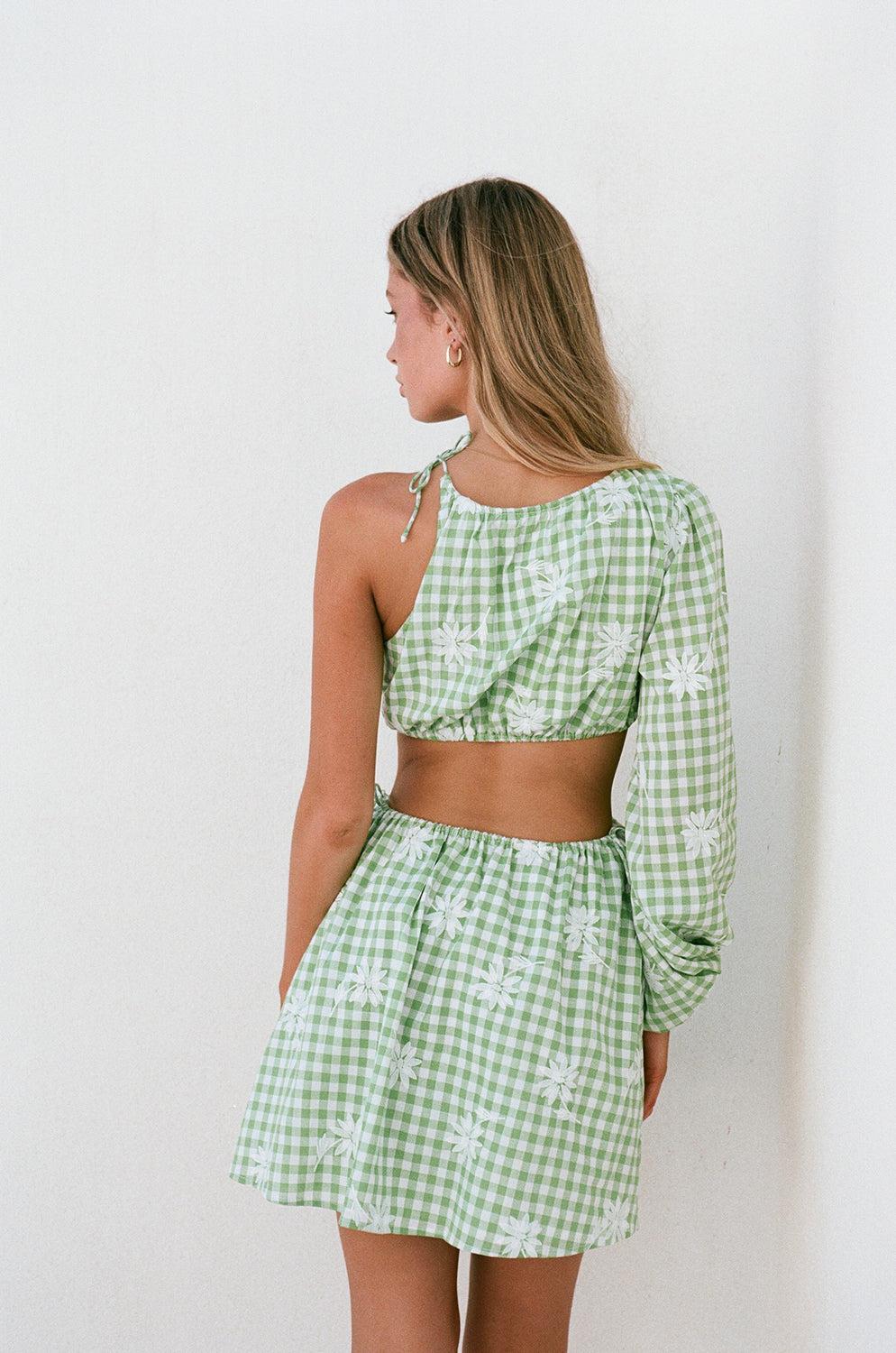 Ronnie One Shoulder Dress - Gingham Product Image
