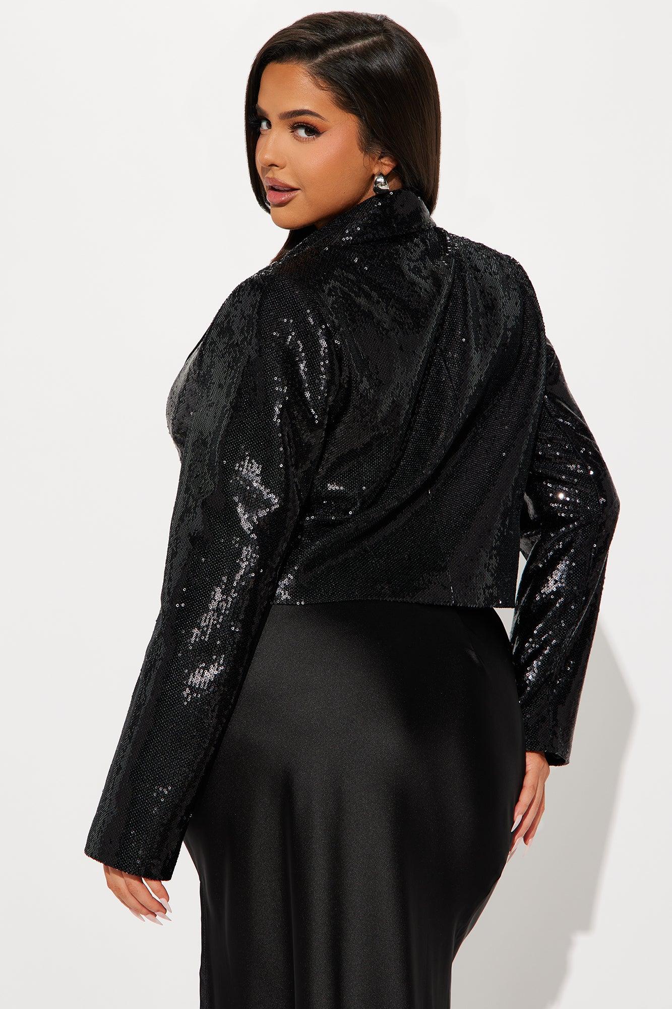Showtime Sequin Blazer - Black Female Product Image