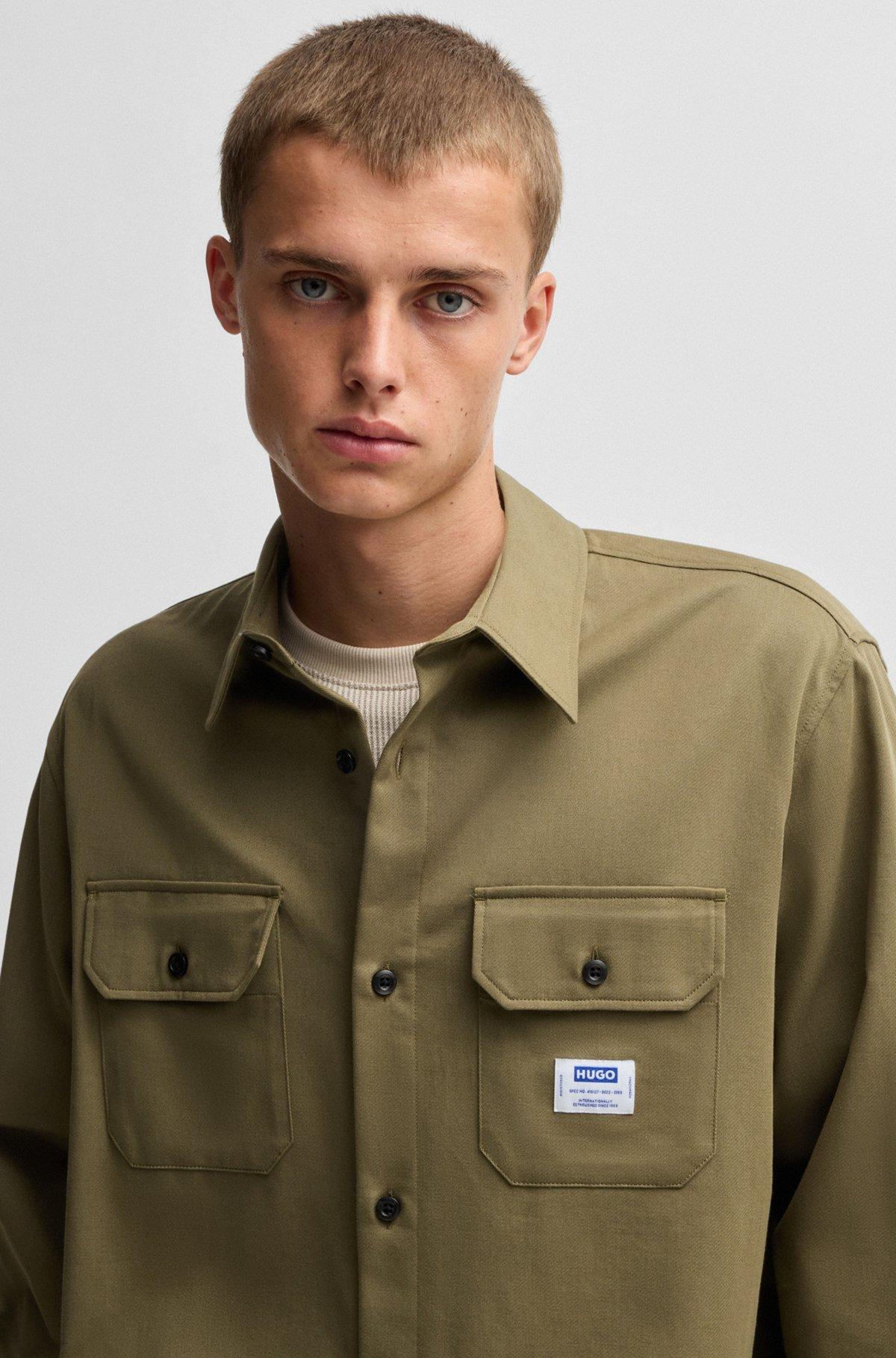 Cotton-twill shirt with logo label Product Image