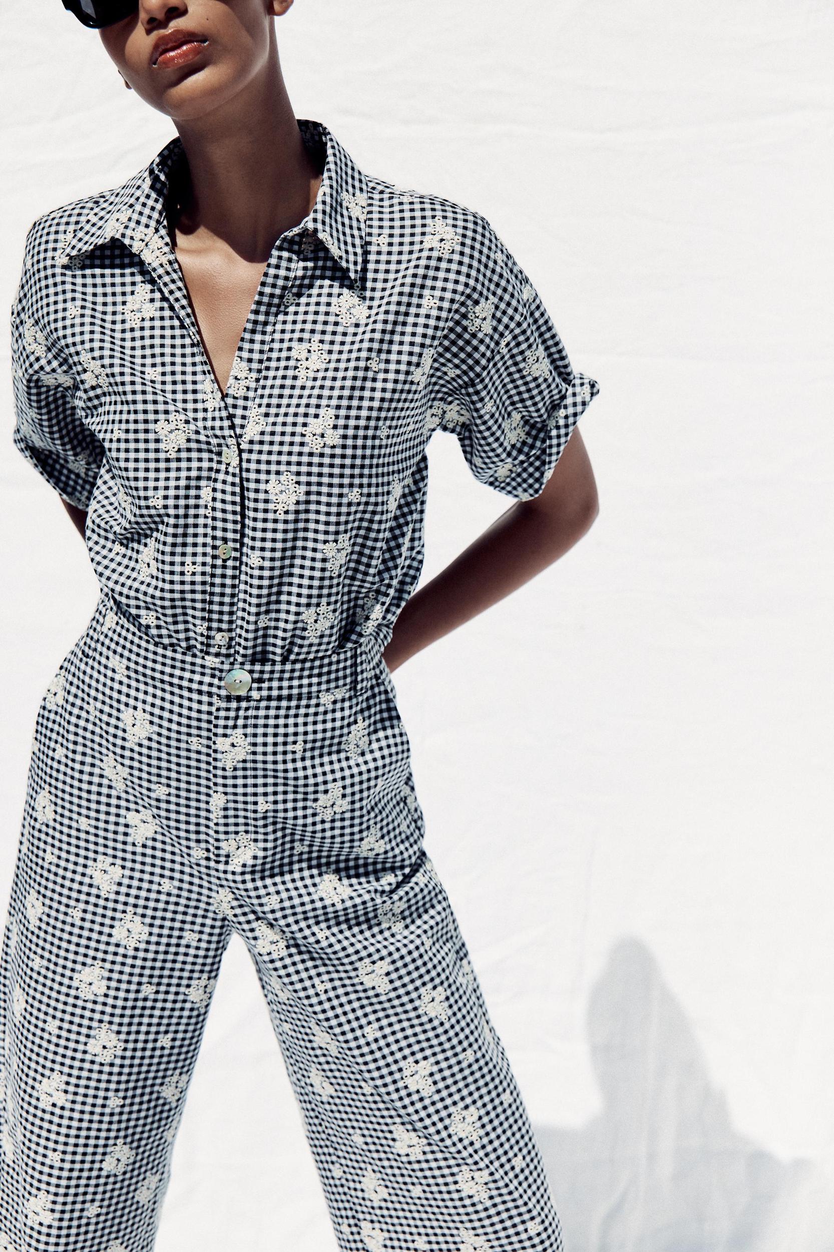 GINGHAM CULOTTES WITH EMBROIDERY Product Image