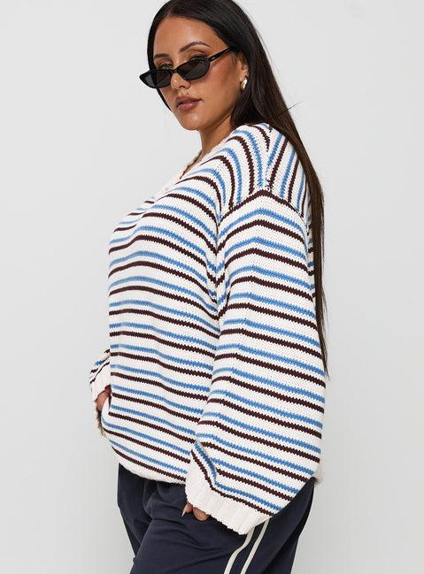 Karolyn Sweater Blue Stripe Curve Product Image