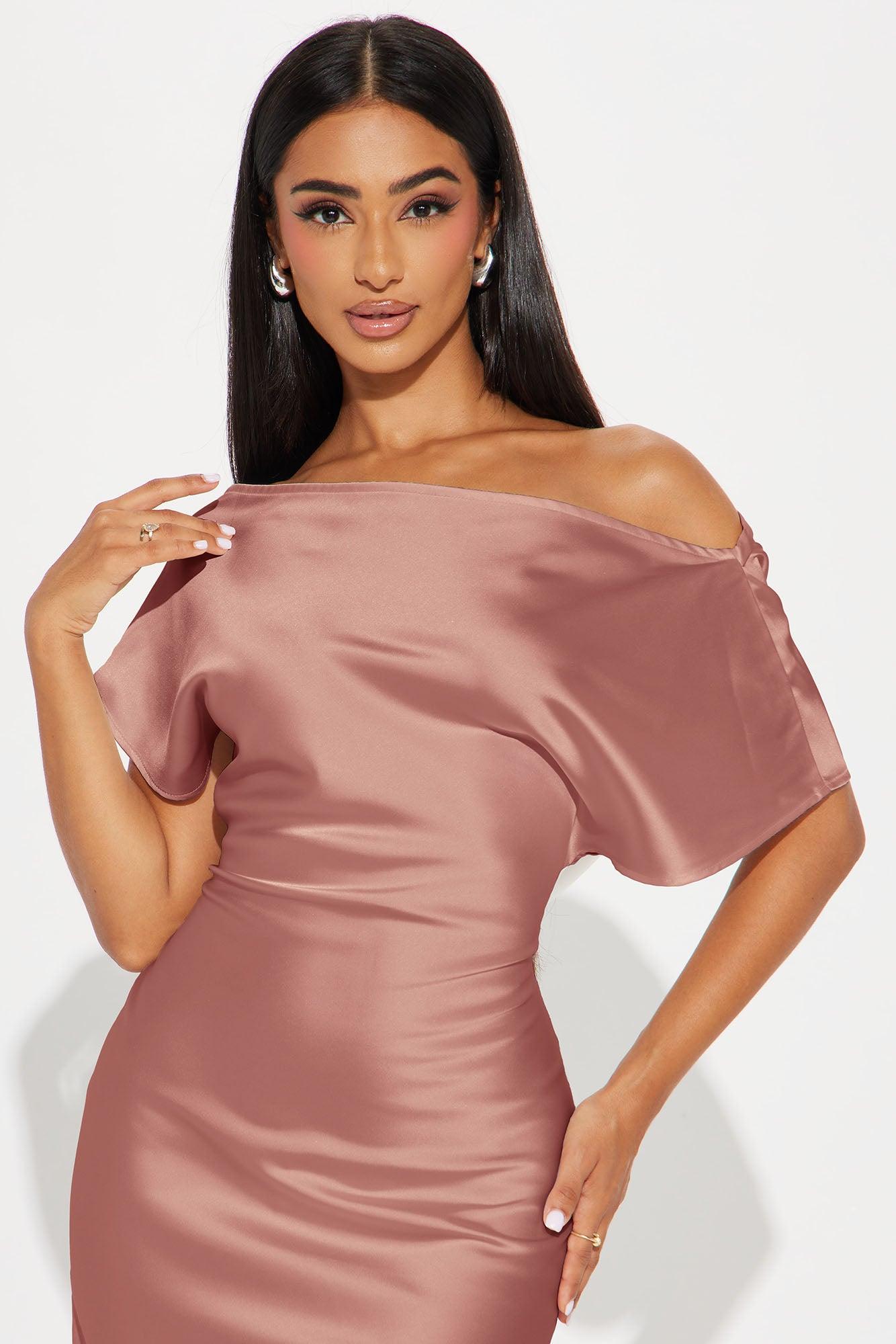 Serene Escape Satin Midi Dress - Mauve Product Image