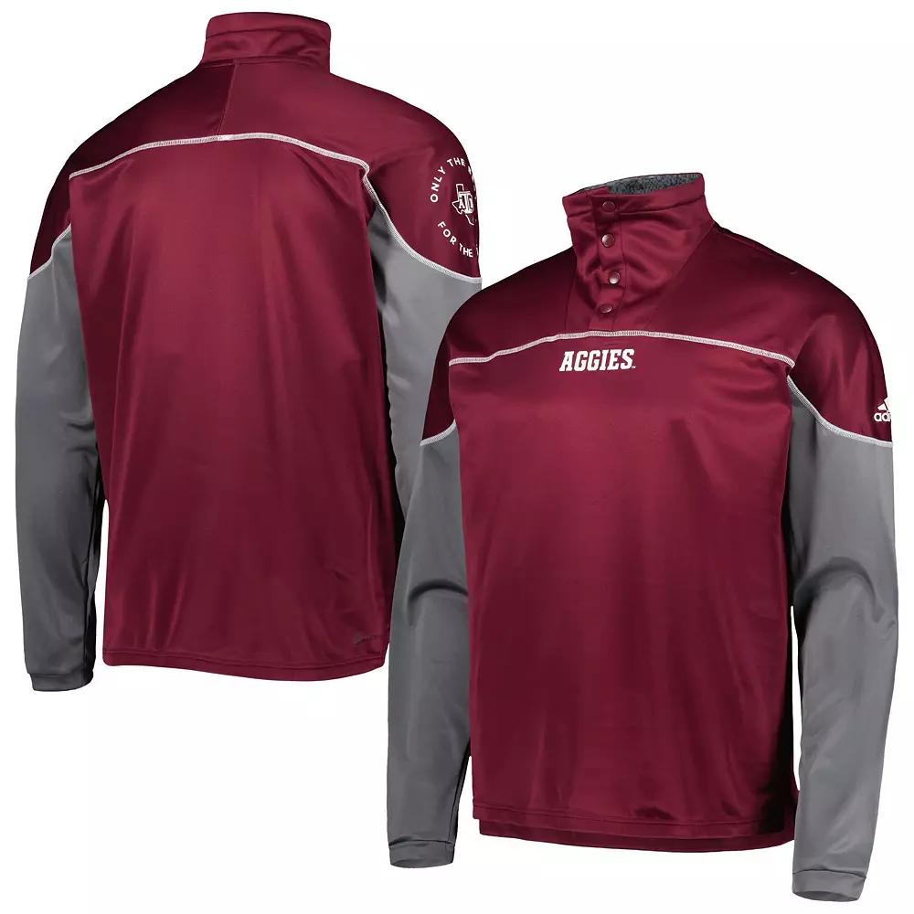 Men's adidas Maroon Texas A&M Aggies AEROREADY Knit Quarter-Snap Jacket,  Product Image
