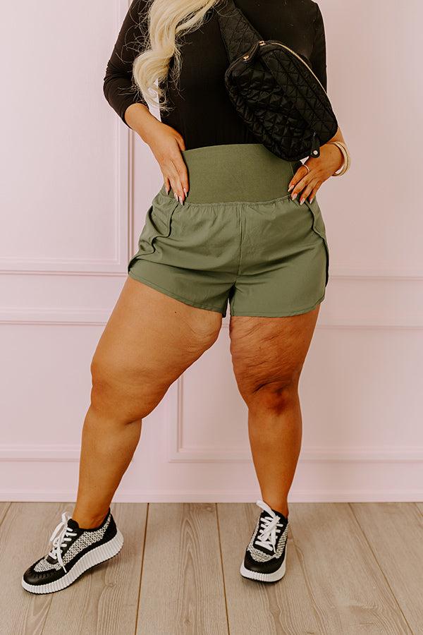 Strive For Greatness High Waist Shorts In Olive Curves Product Image