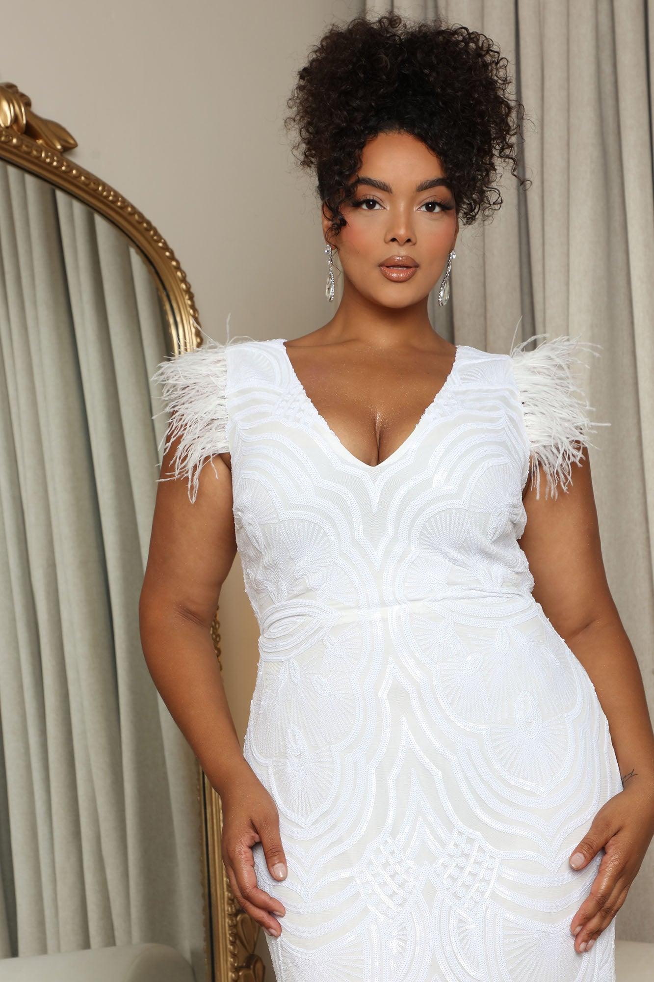 The Most Elegant Sequin Maxi Dress - White Product Image