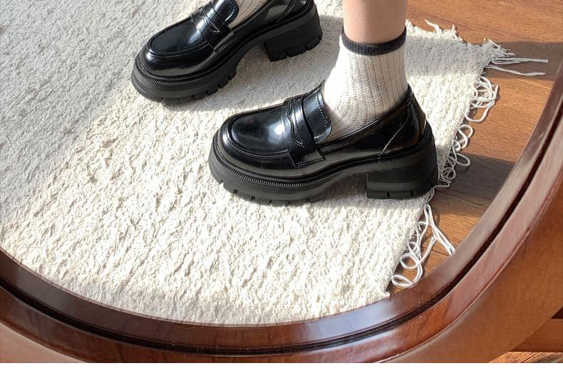 Platform Chunky-Heel Penny Loafers Product Image