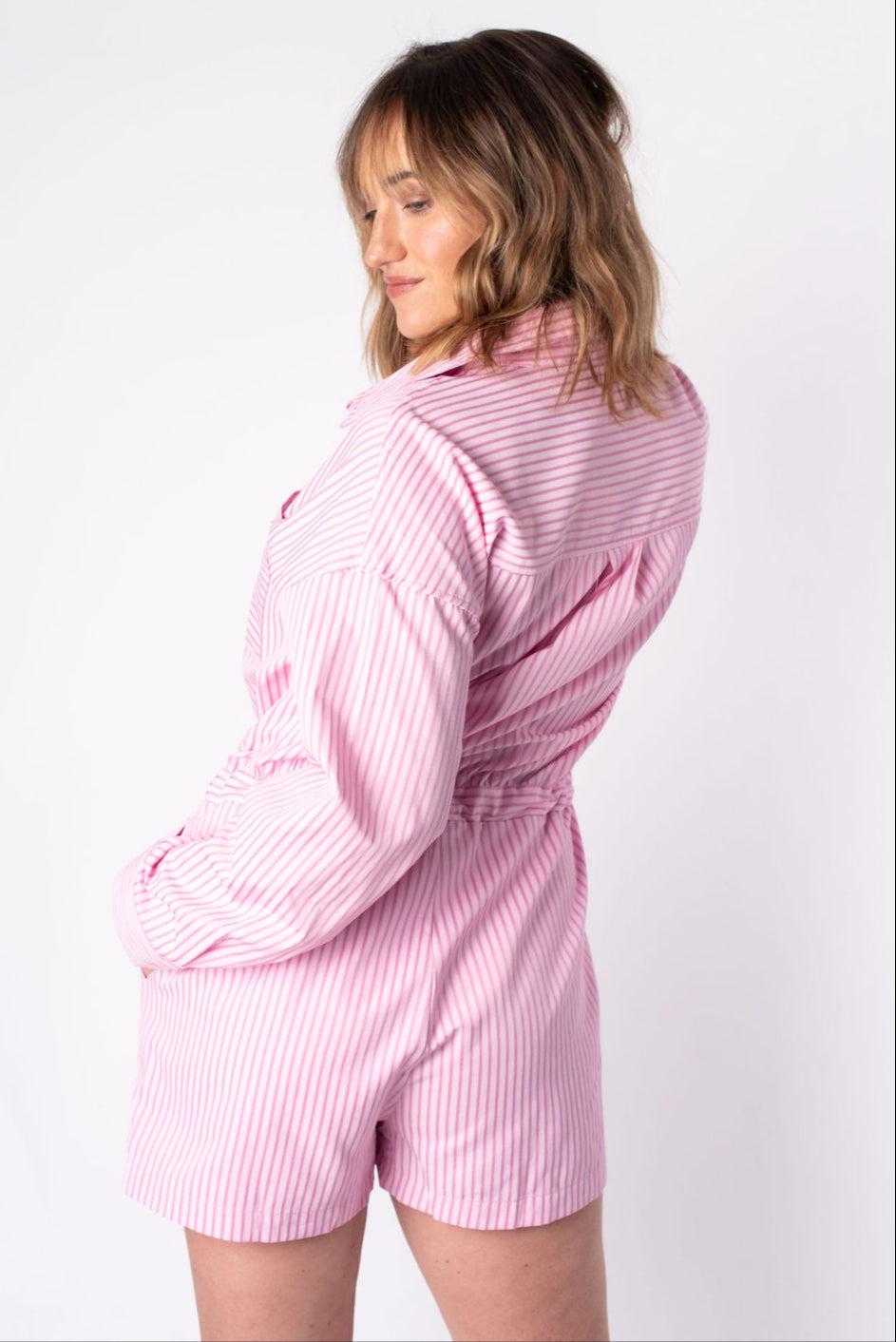 Riley Long Sleeve Striped Romper Product Image