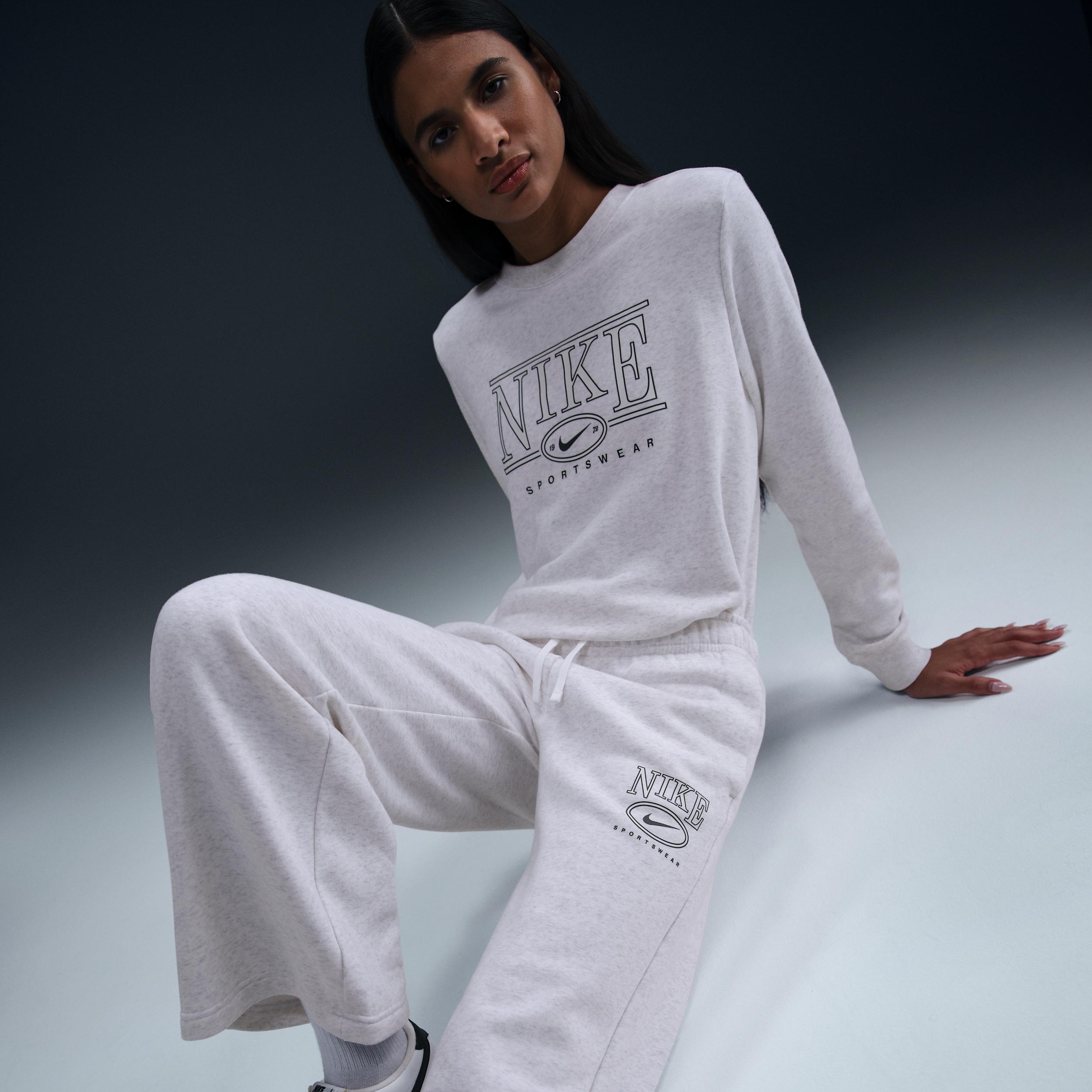 Womens Nike Sportswear Club Fleece Mid-Rise Wide-Leg Graphic Pants Product Image