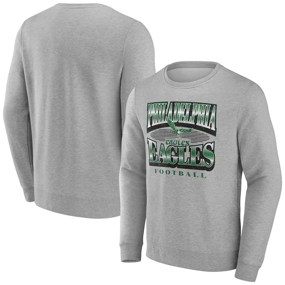 Men's Fanatics Heather Gray Philadelphia Eagles Chance Throwback Fleece Pullover Sweatshirt,  Product Image
