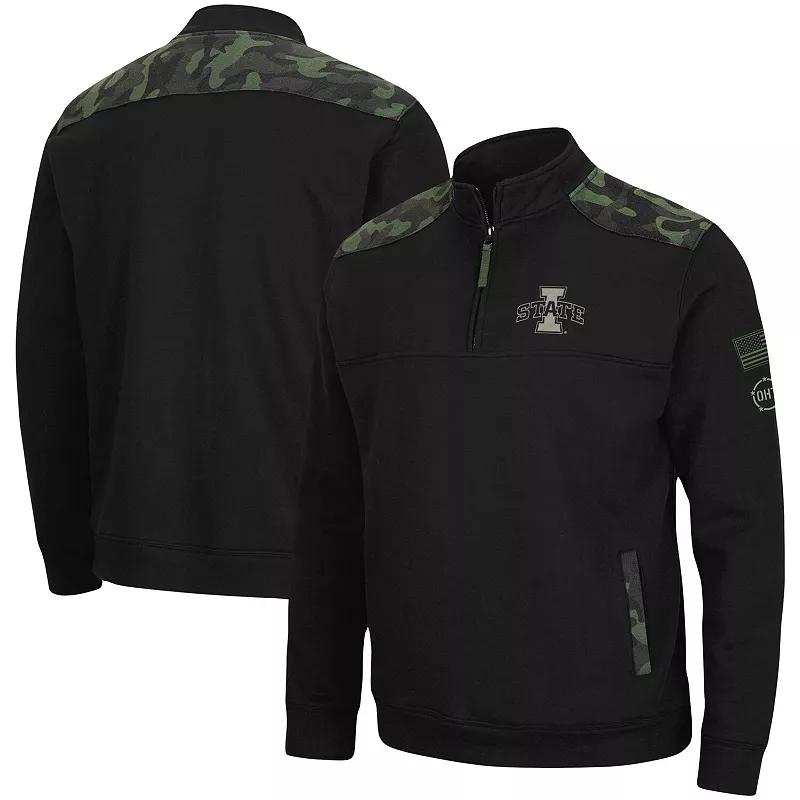 Men's Colosseum Black Louisville Cardinals OHT Military Appreciation Commo Fleece Quarter-Zip Jacket,  Product Image