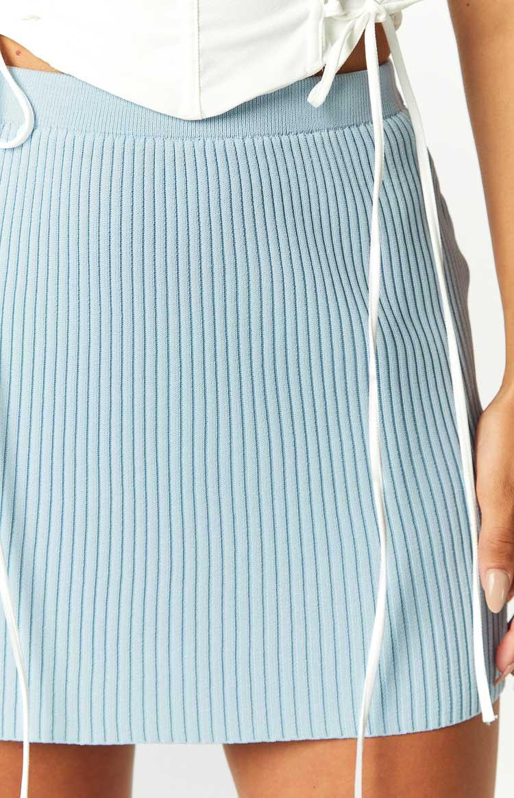 Coby Blue Rib Mini Skirt Product Image