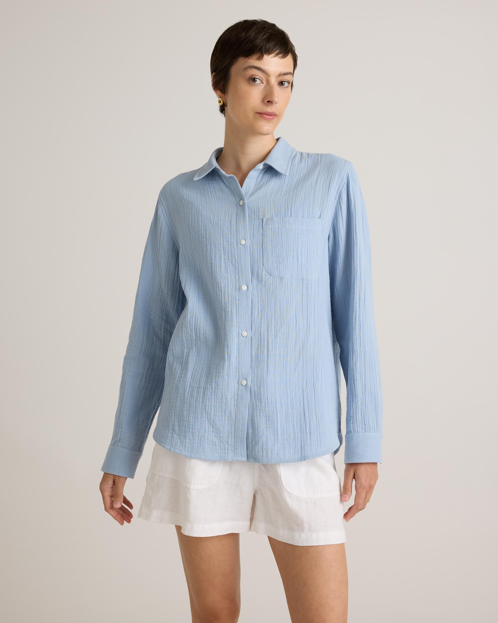 Quince | Women's Gauze Long Sleeve Shirt Organic Cotton Product Image