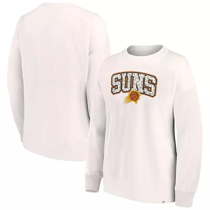 Women's Fanatics Branded White Phoenix Suns Tonal Leopard Pullover Sweatshirt,  Product Image