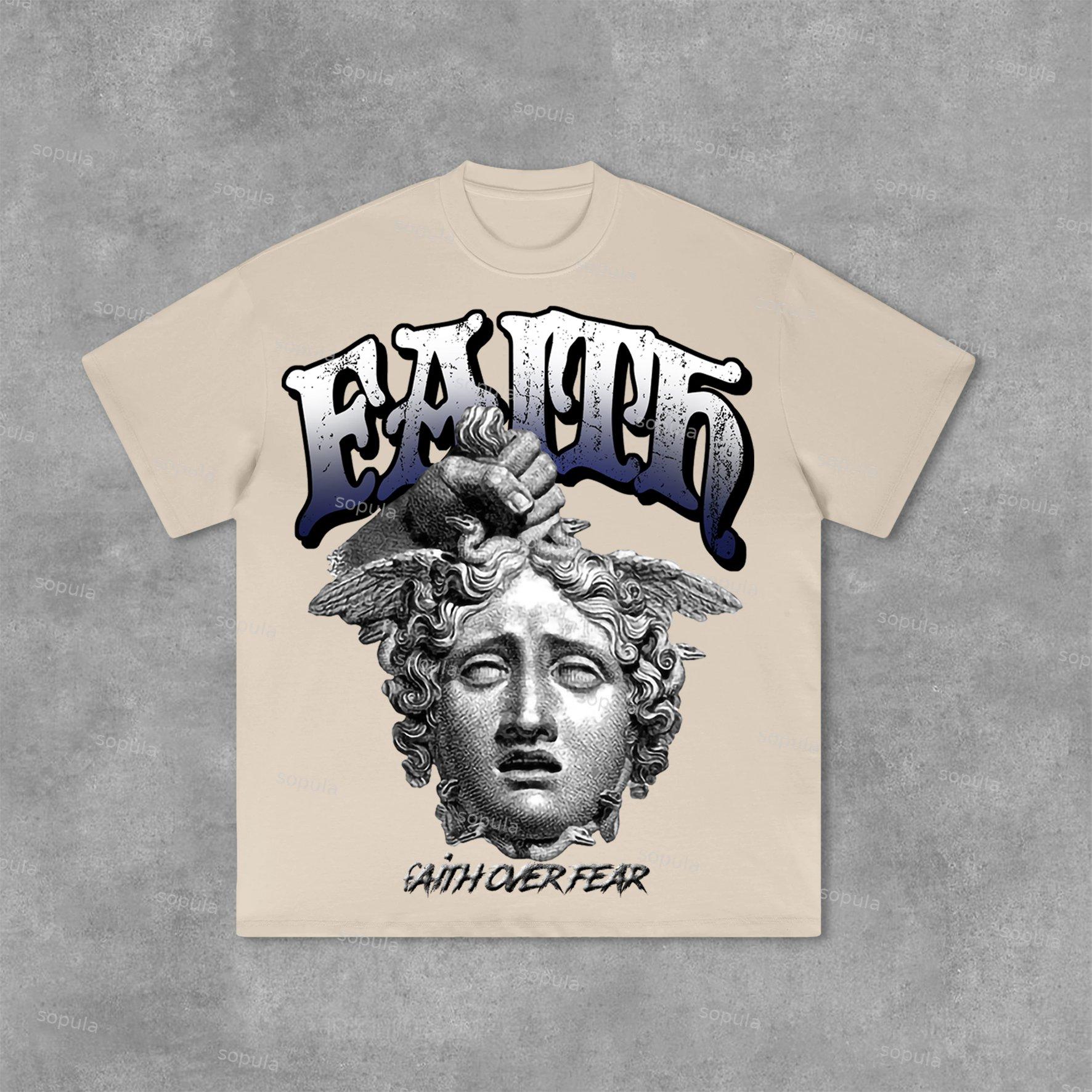 Sopula Faith Over Fear Jesus Graphic Print Cotton T-Shirt Product Image