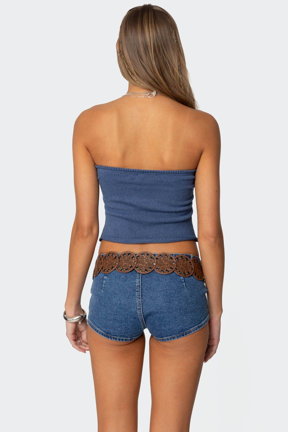 Laurier Distressed Knit Tube Top Product Image