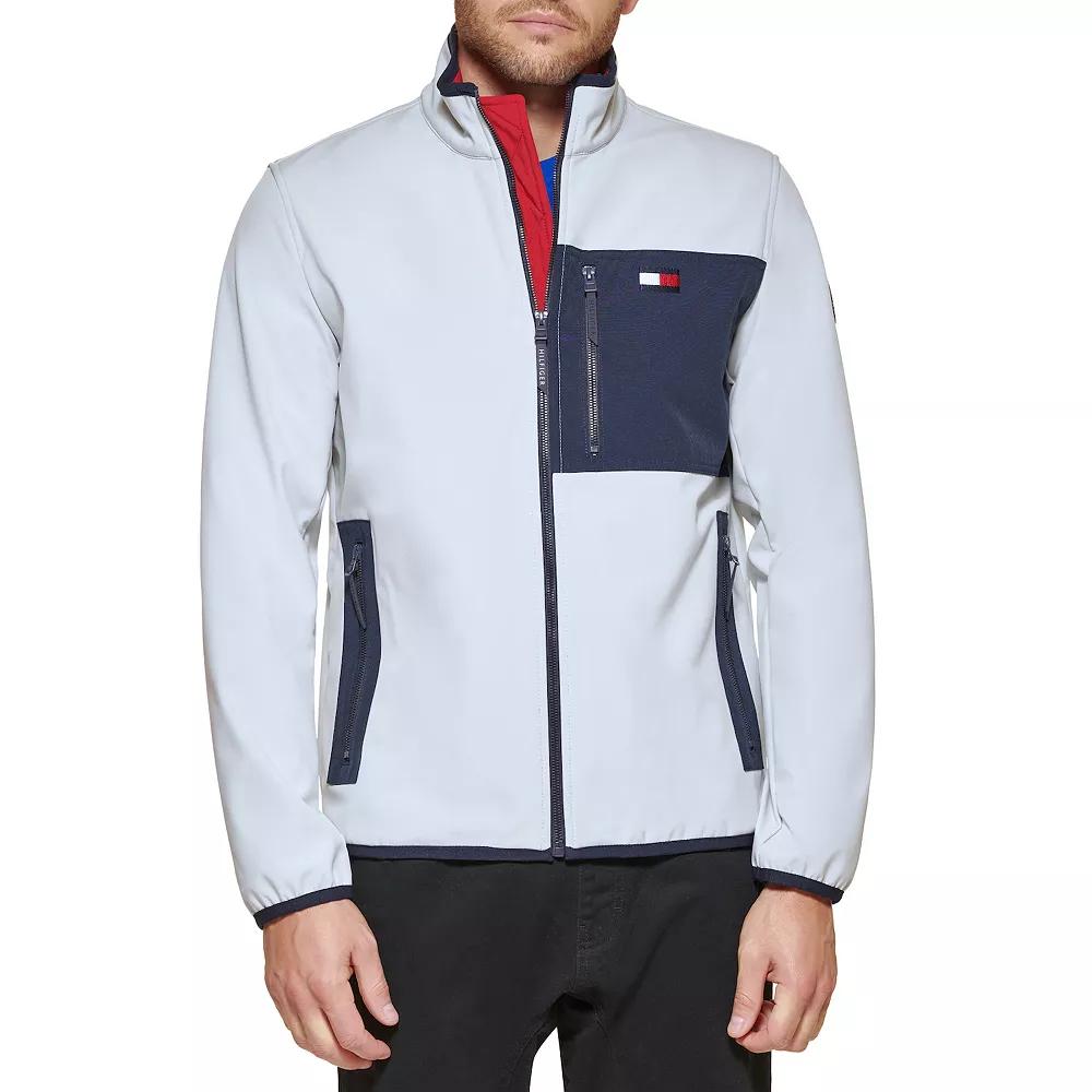 Men's Tommy Hilfiger Softshell Stand Collar Jacket, Size: Medium, White Product Image