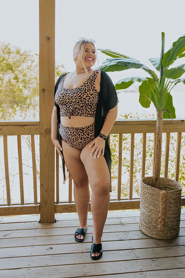 Resort Vibes Leopard Bikini Crop Top Curves Product Image