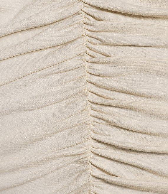 Susana Monaco Mock Neck Overlay Short Sleeve Gathered Top Product Image