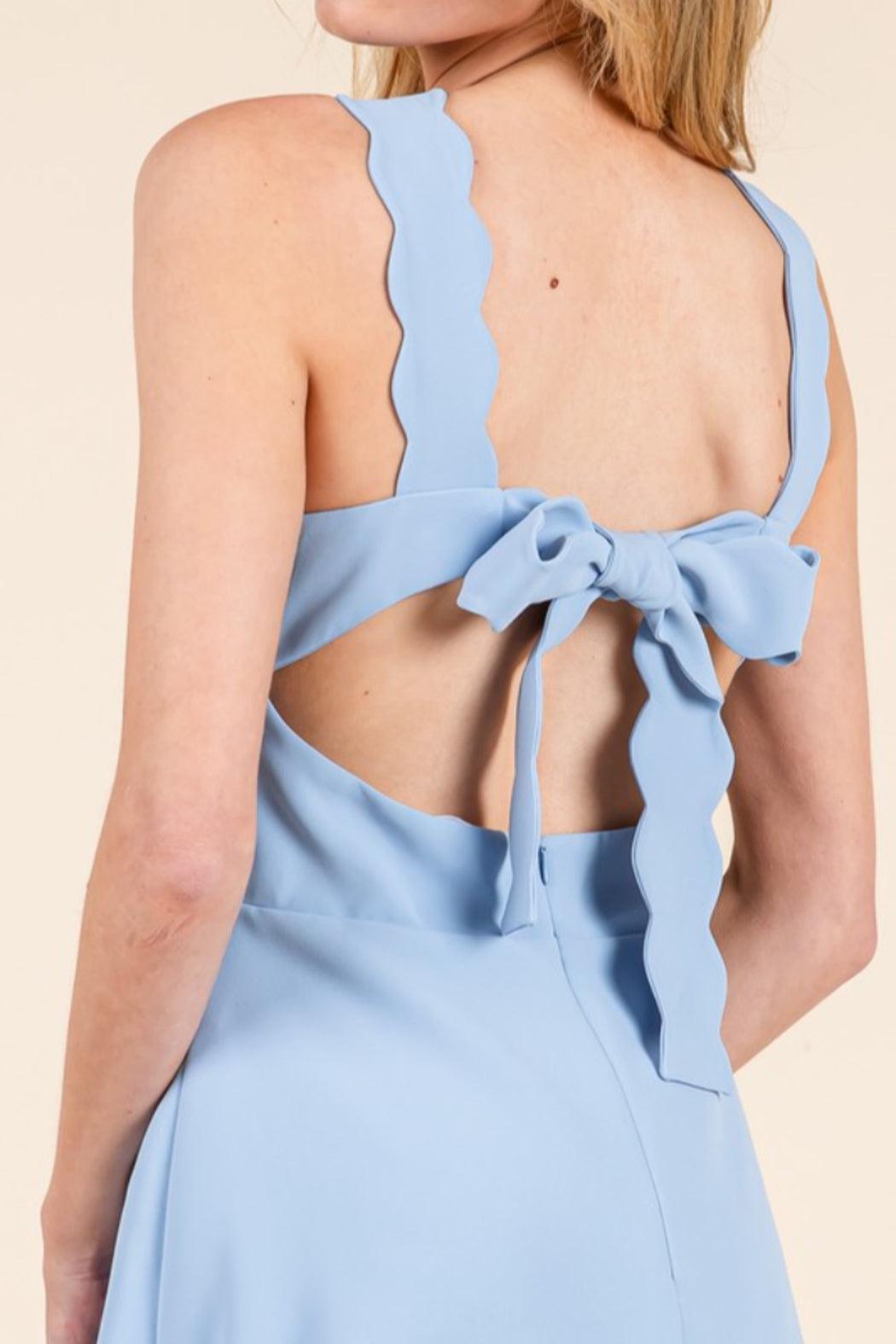 Scallop Detail Tie Back Dress Product Image