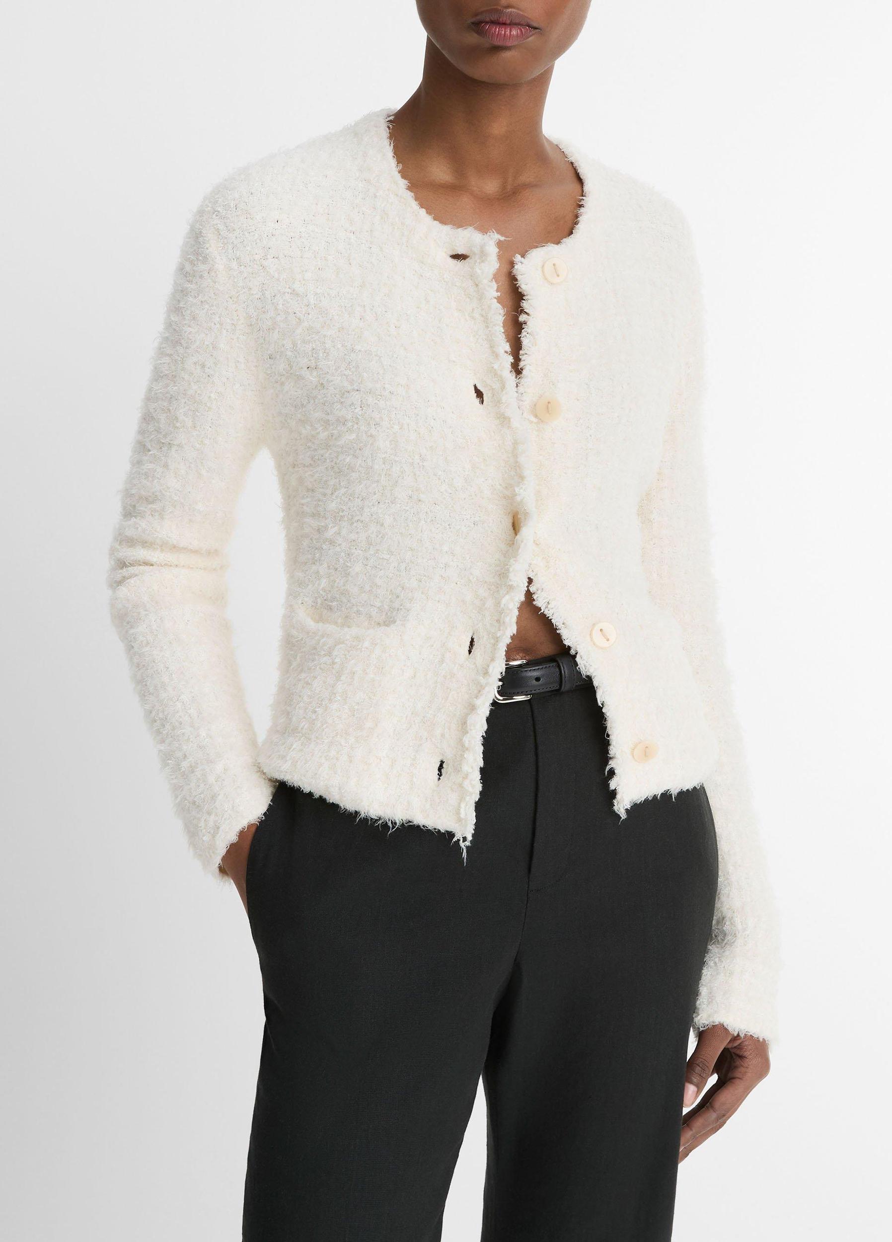 Italian Cotton-Blend Brocade Cardigan Jacket Product Image