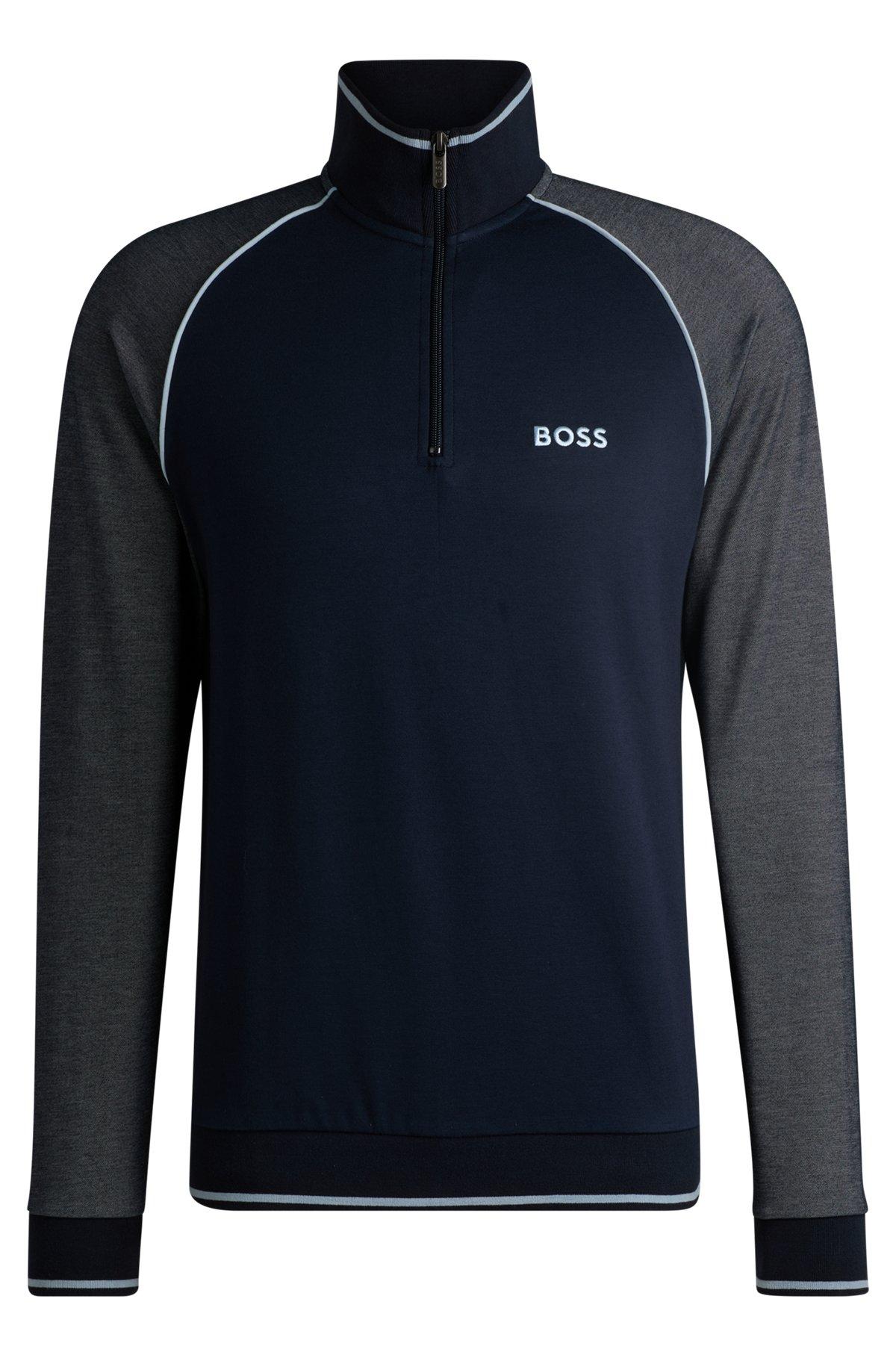 Zip-neck sweatshirt with contrast piping Product Image