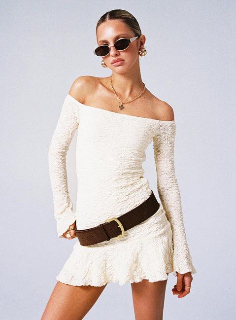Vancesca Long Sleeve Mini Dress Cream Product Image