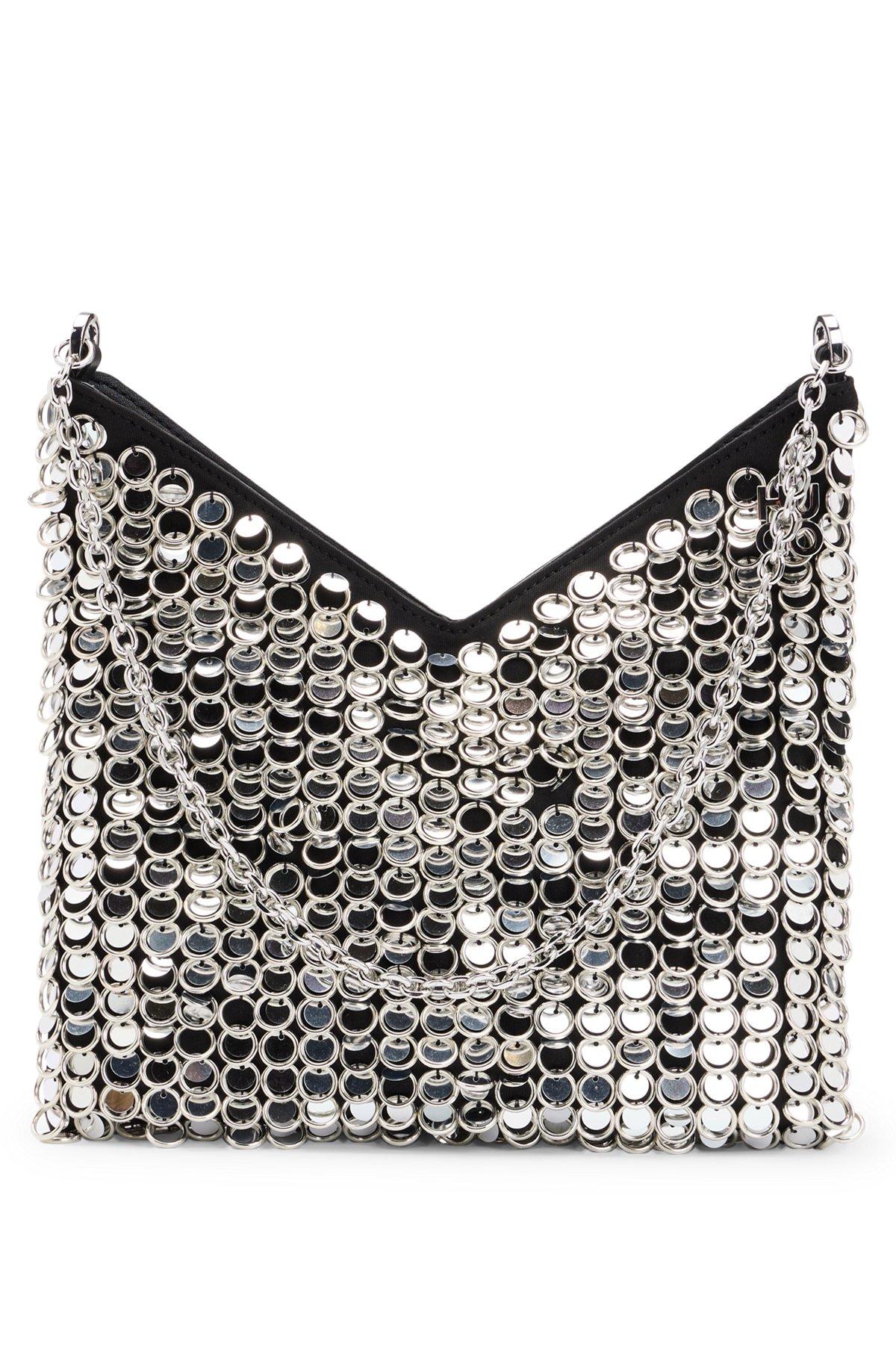 HUGO - Chain-strap shoulder bag with rings and sequins - Silver Product Image