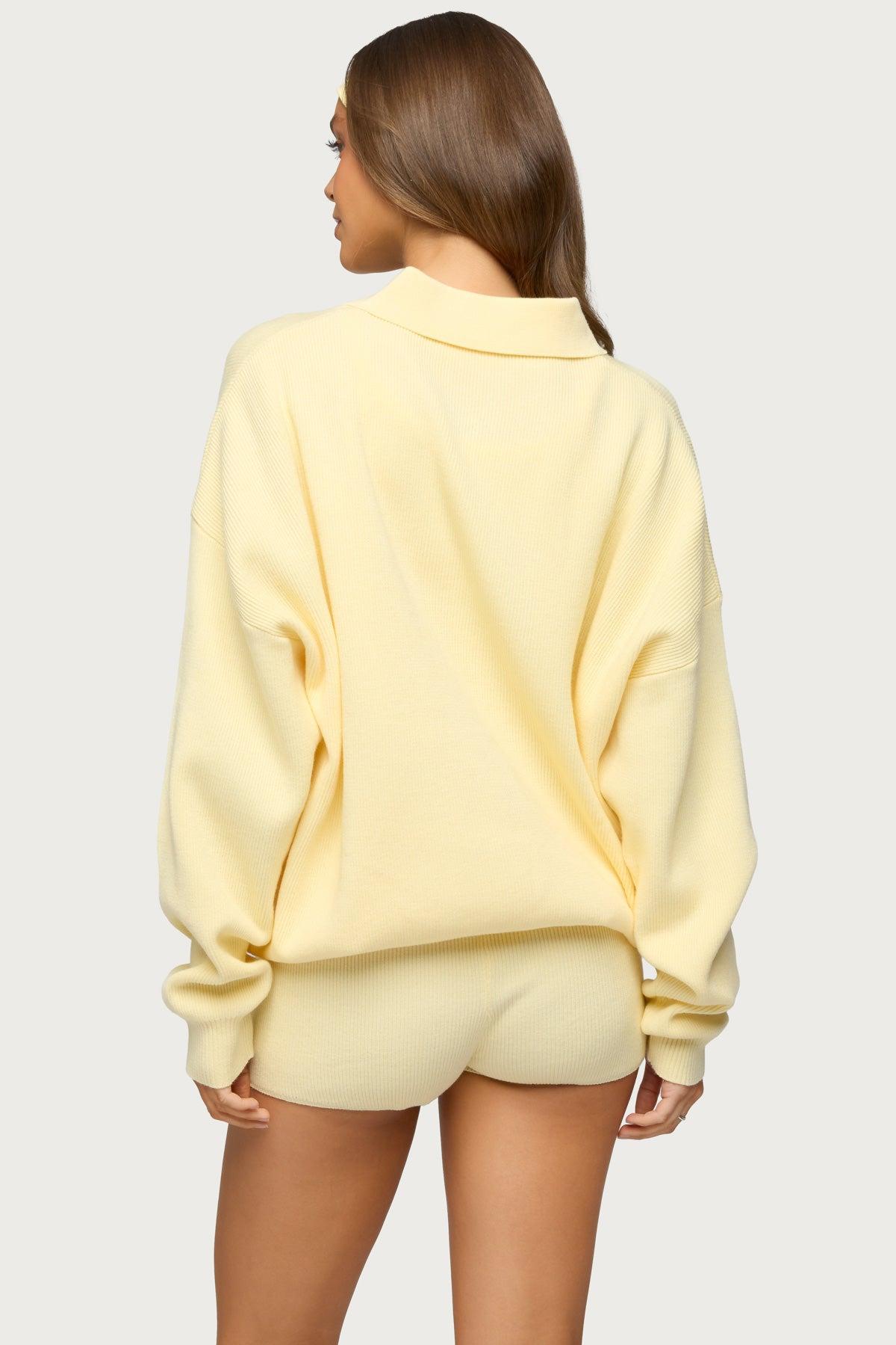 Lorie Oversized Knit Polo Sweater Product Image