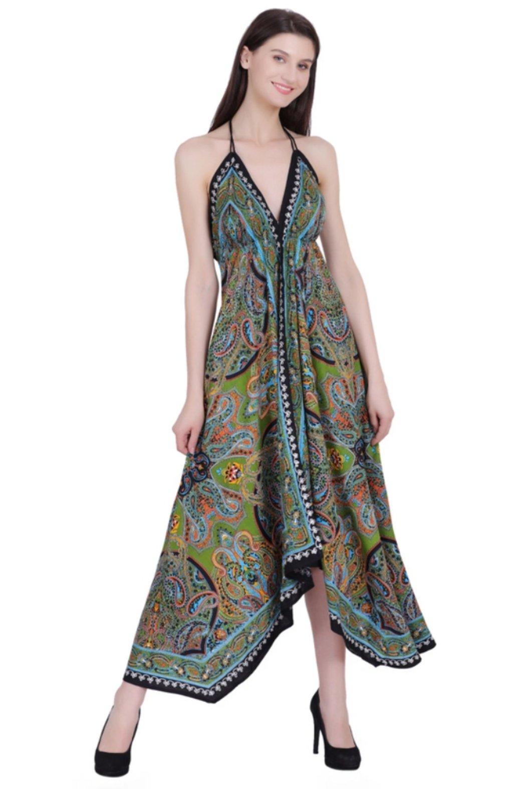 Paisley Print Halter-Style Scarf Dress Product Image
