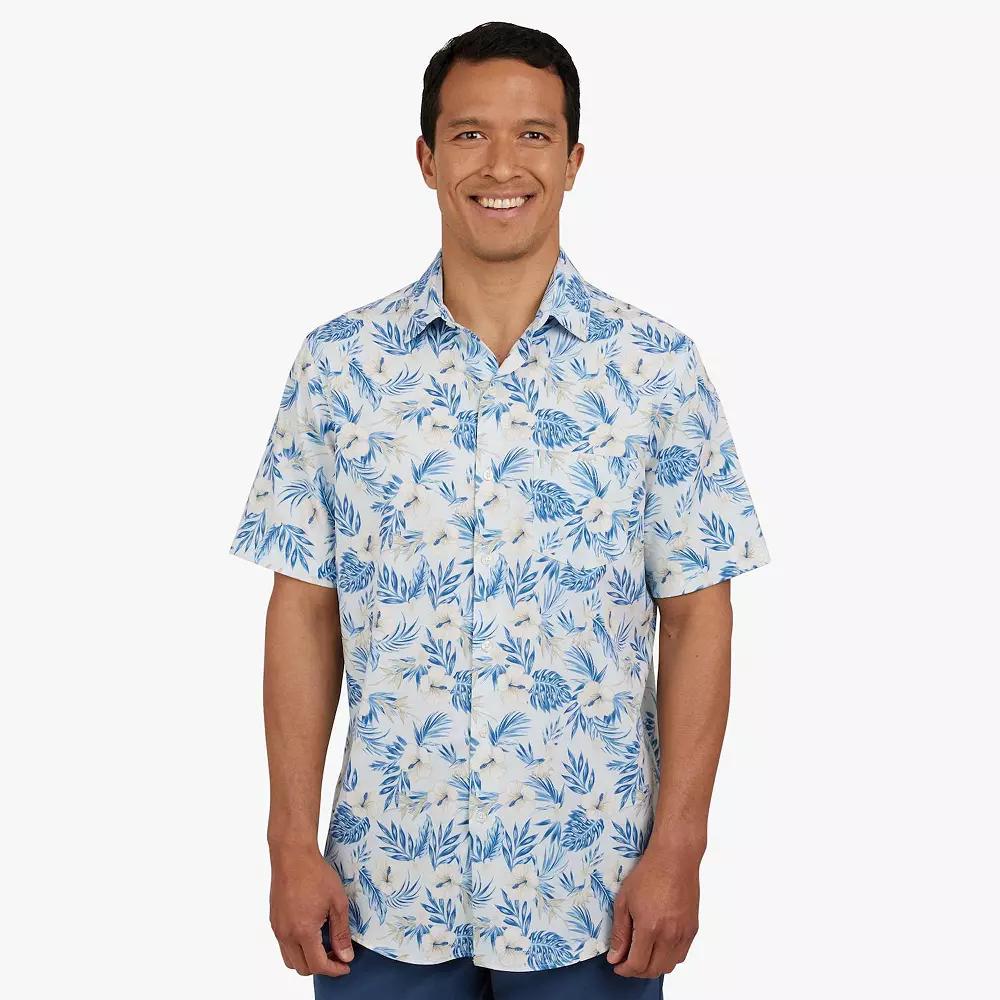 Men's Chaps Short Sleeve Performance Button Down Shirt, Size: XXL, Ink Blue Product Image