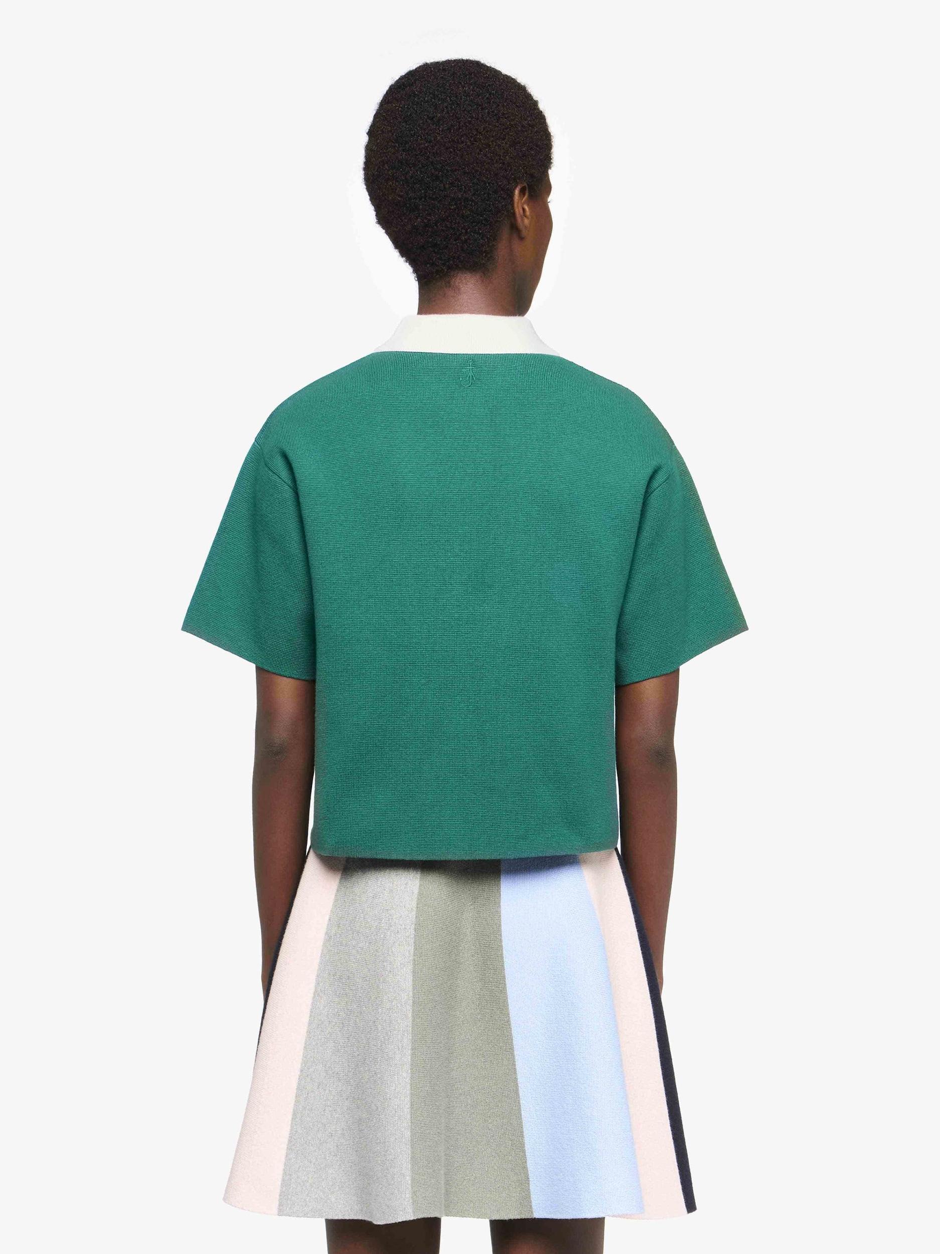 CROPPED KNITTED POLO TOP Product Image