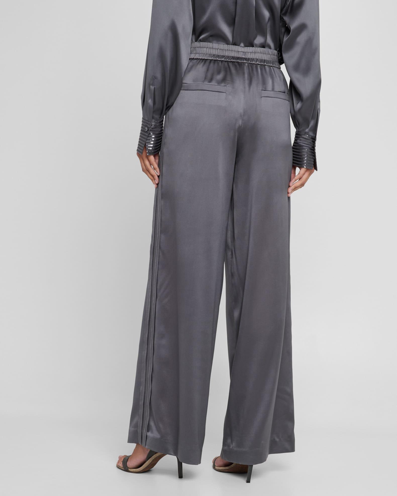 Sequined Satin Wide Leg Pants Product Image