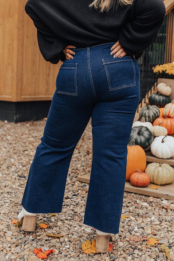 The Adriana High Waist Wide Leg Jean in Dark Wash Product Image