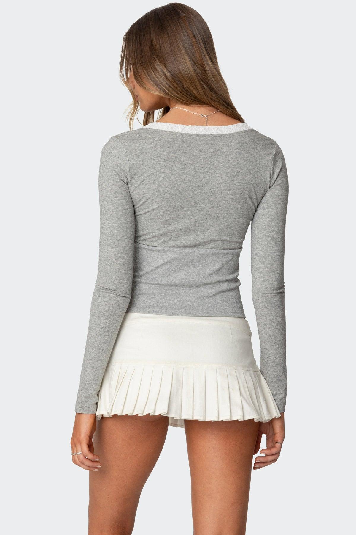 Shayni Lace Trim Long Sleeve Top Product Image