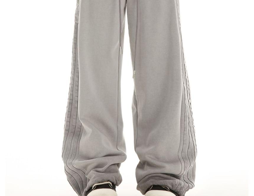Stripe-Accent Loose-Fit Wide-Leg Sweatpants Product Image