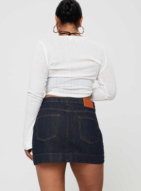 Hughes Mini Skirt Dark Wash Denim Petite Product Image