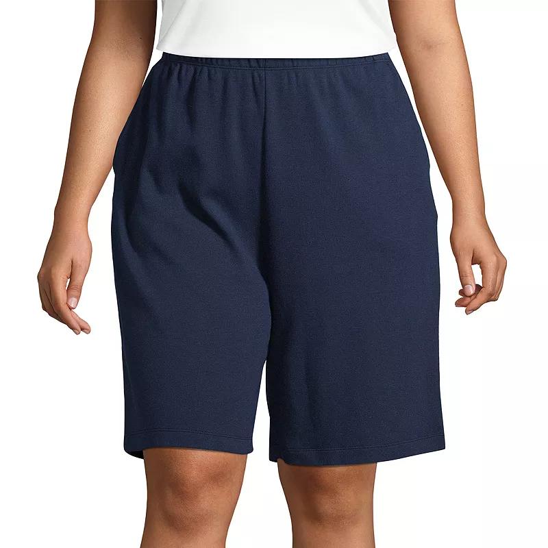 Plus Size Lands' End Sport Knit Pull-On Shorts, Women's, Size: 2XL, Blue Product Image