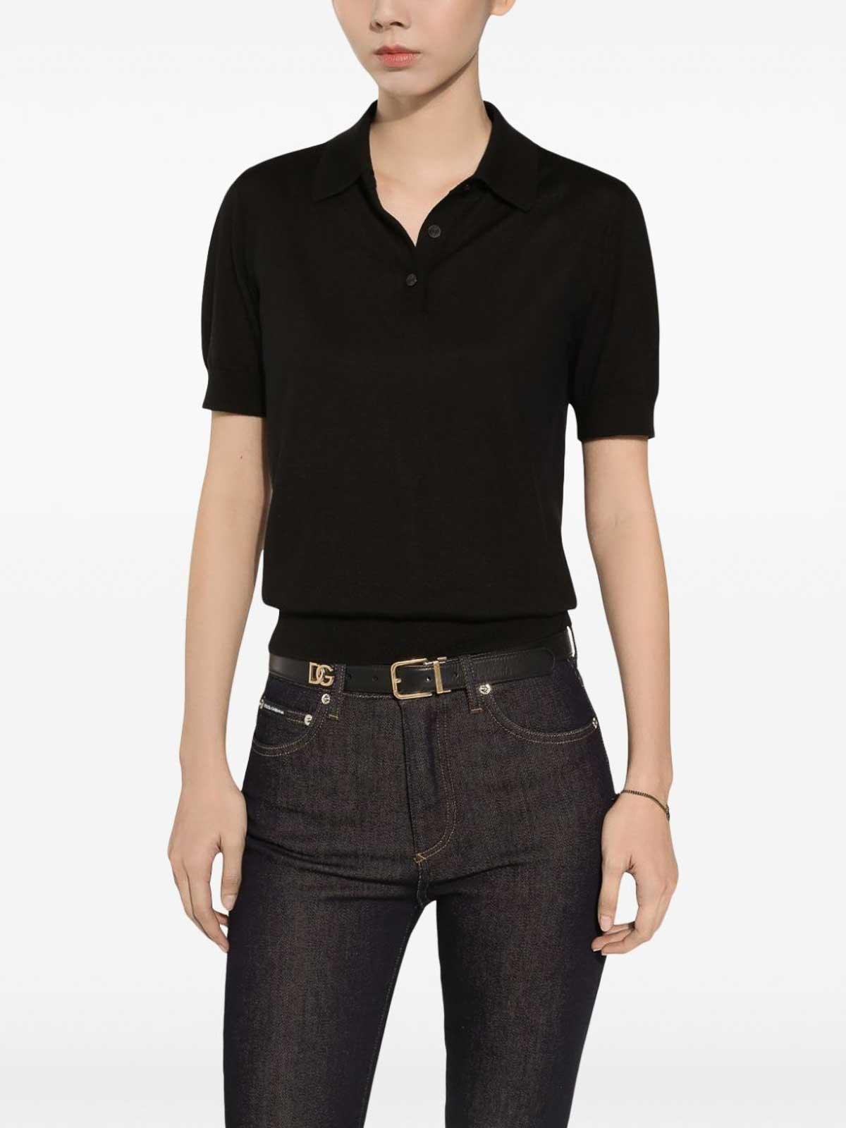 DOLCE & GABBANA Calf Leather Belt With Logo Plaque In Black Product Image