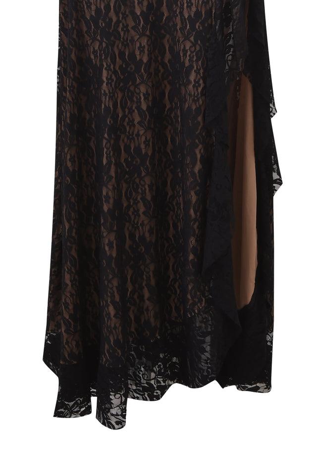 IRISIA LACE HALTER MAXI DRESS - BLACK Product Image