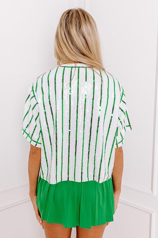 Spirit Squad Sequin Top in Green Product Image