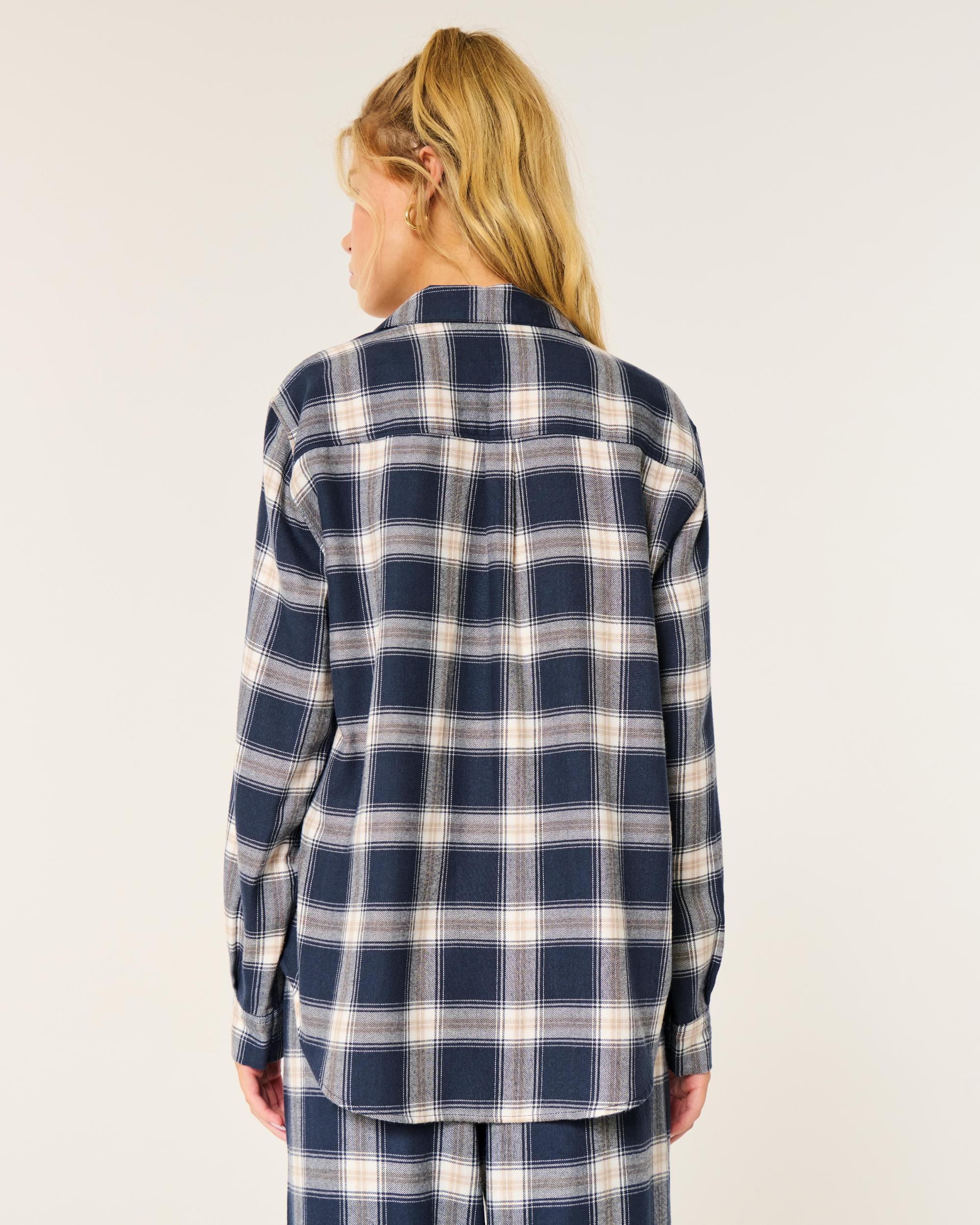 Long-Sleeve Flannel Pajama Top Product Image